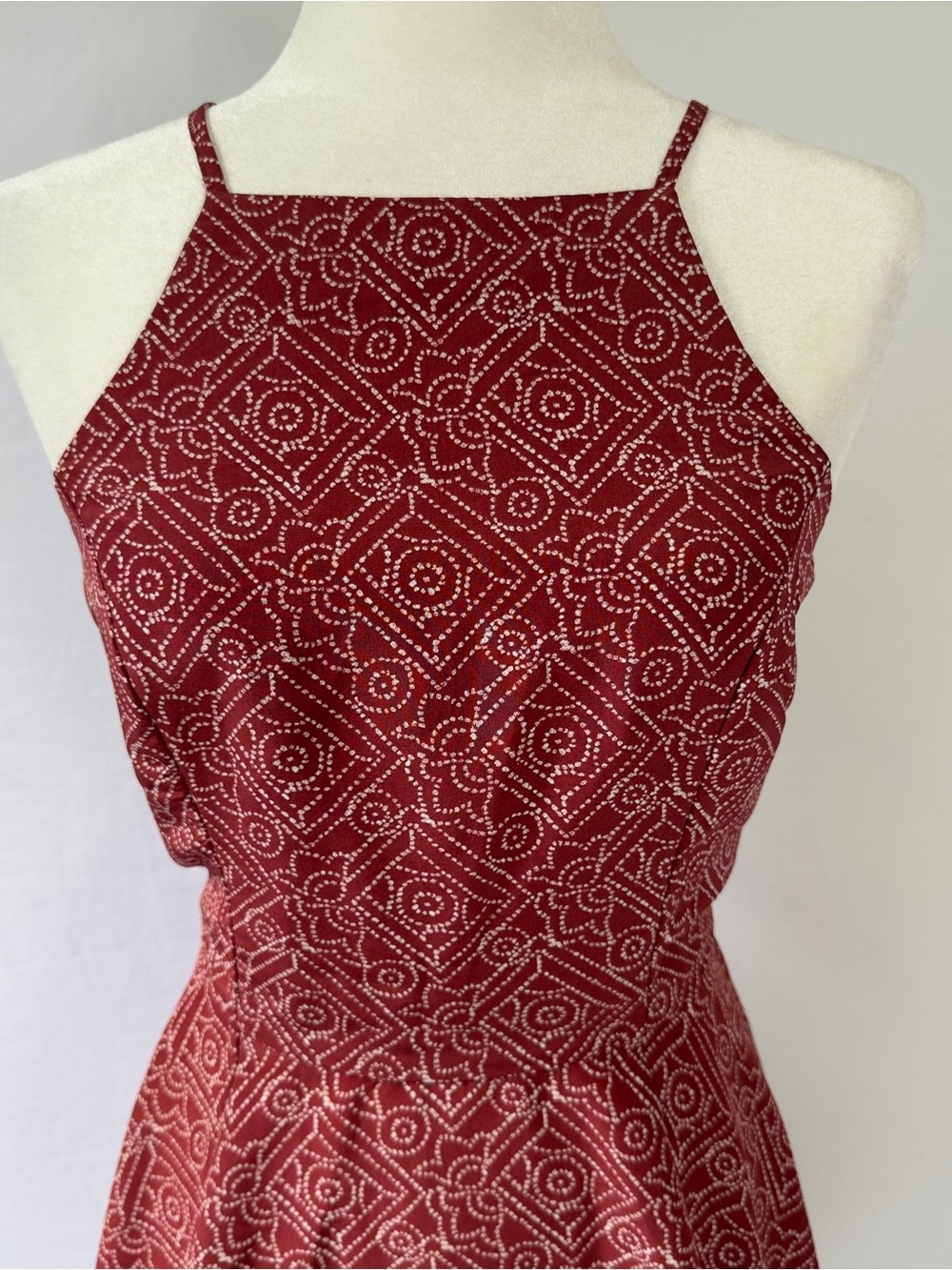 Hollister Women’s Medium Burgundy Bandhani Print Cutout Back Mini Dress